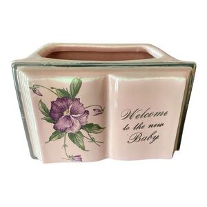 Vintage 50’s Pink New Baby Welcome Small Planter